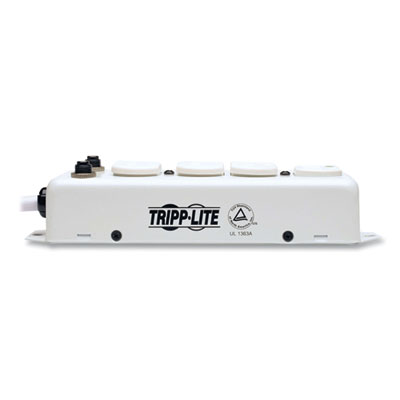 Tripp Lite 4-Outlet 1,800W Medical-Grade Power Strip w/ Right-Angle Cord, Patient-Care Vicinity, 15ft Cord, WH, Ships in 7-10 Bus Days (PS415HGOEMRA)