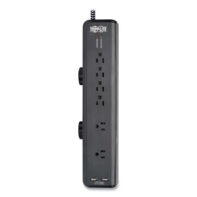 Tripp Lite Safe-IT Six-Outlet Surge Protector, 6 AC Outlets, 8 ft Cord, 2,100 J, Black, Ships in 7-10 Business Days (TLP608DMUAM)