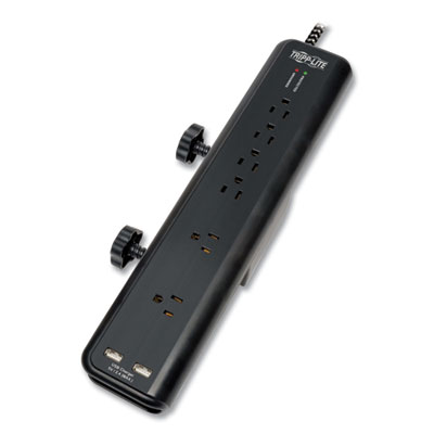Tripp Lite Safe-IT Six-Outlet Surge Protector, 6 AC Outlets, 8 ft Cord, 2,100 J, Black, Ships in 7-10 Business Days (TLP608DMUAM)