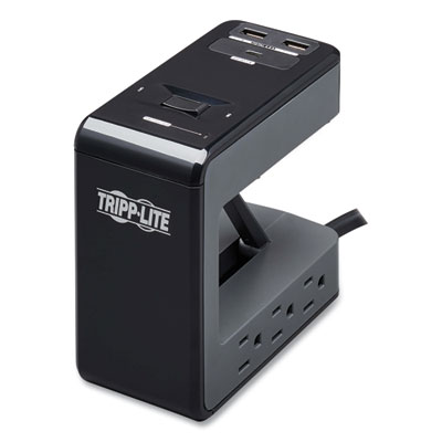 Tripp Lite Safe-IT Six-Outlet Clamp Surge Protector, 6 AC Outlets, 8 ft Cord, 1,080 J, Black, Ships in 7-10 Business Days (TLP648UCBAM)