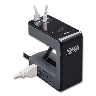 Tripp Lite Safe-IT Six-Outlet Clamp Surge Protector, 6 AC Outlets, 8 ft Cord, 1,080 J, Black, Ships in 7-10 Business Days (TLP648UCBAM)