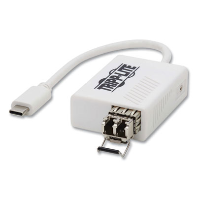 Tripp Lite USB-C 3.1 to LC Singlemode Fiber Optic Transceiver Gigabit Ethernet Adapter, White, Ships in 7-10 Business Days (U436SMF1GLC)