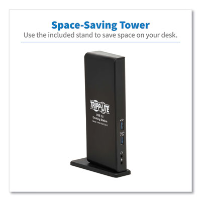 Tripp Lite USB-A/USB-C Dual Display Docking Station, 3.5 mm; HDMI; RJ45; USB A; USB-B, Black, Ships in 7-10 Business Days (U442DOCK22B)