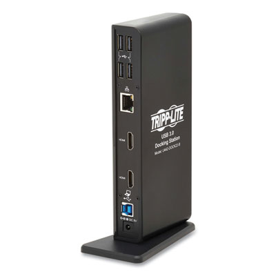 Tripp Lite USB-A/USB-C Dual Display Docking Station, 3.5 mm; HDMI; RJ45; USB A; USB-B, Black, Ships in 7-10 Business Days (U442DOCK22B)