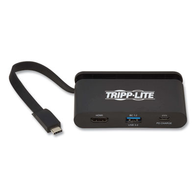 Tripp Lite USB-C Multiport Adapter with 4K HDMI, USB-A, Self-Storing Cable, and 100 W PD Charging, Black, Ships in 7-10 Business Days (TRPU444T6NH4UBC)