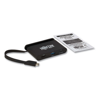 Tripp Lite USB-C Multiport Adapter with 4K HDMI, USB-A, Self-Storing Cable, and 100 W PD Charging, Black, Ships in 7-10 Business Days (TRPU444T6NH4UBC)