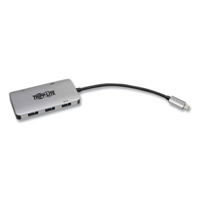 Tripp Lite USB-C Multiport Adapter with 4K HDMI, 3 USB-A Ports, and 100 W PD Charging, HDMI, Gray, Ships in 7-10 Business Days (U44406NH3UC)