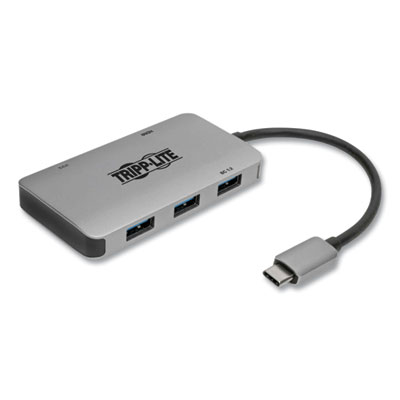 Tripp Lite USB-C Multiport Adapter with 4K HDMI, 3 USB-A Ports, and 100 W PD Charging, HDMI, Gray, Ships in 7-10 Business Days (U44406NH3UC)