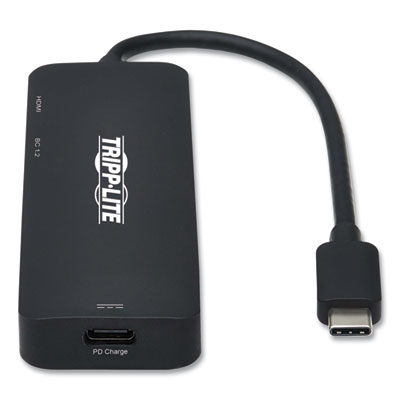 Tripp Lite USB-C Multiport Adapter with 4K HDMI, 3 USB-A Hub Ports, and 100 W PD Charging, HDMI, Black, Ships in 7-10 Business Days (U44406NH3UC2)