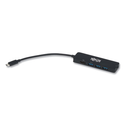 Tripp Lite USB-C Multiport Adapter with 4K HDMI, 3 USB-A Hub Ports, and 100 W PD Charging, HDMI, Black, Ships in 7-10 Business Days (U44406NH3UC2)