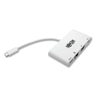 Tripp Lite USB-C Multiport Adapter with 4K HDMI, VGA, USB-A, Gigabit Ethernet, and HDCP, White, Ships in 7-10 Business Days (TRPU44406NHV4GU)