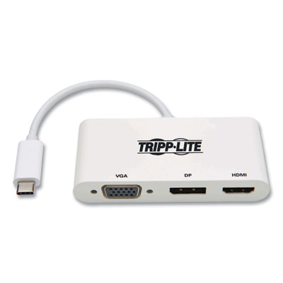 Tripp Lite USB-C DisplayPort and VGA with MST Triple Display Adapter, DisplayPort/HDMI/VGA/SVGA, White, Ships in 7-10 Business Days (U44406NHVDPW)