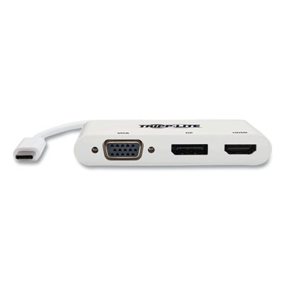 Tripp Lite USB-C DisplayPort and VGA with MST Triple Display Adapter, DisplayPort/HDMI/VGA/SVGA, White, Ships in 7-10 Business Days (U44406NHVDPW)