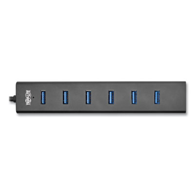 Tripp Lite USB-A Mini Hub with International Plug Adapters and Aluminum Housing, 7 Ports, Black, Ships in 7-10 Business Days (U360007ALINT)