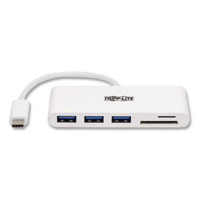Tripp Lite USB-C Hub with Card Reader, 3 Ports, White, Ships in 7-10 Business Days (TRPU4600033AM)