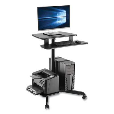Tripp Lite WorkWise Mobile Standing Desk/Workstation, 23" x 28.2" x 29.5" to 47.2", Black, Ships in 7-10 Business Days (WWSSRDSTC)