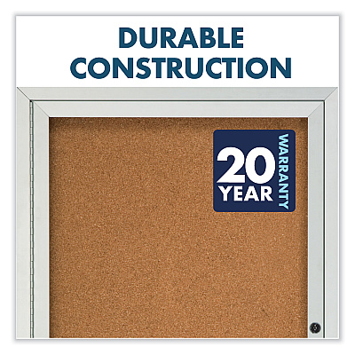 Quartet Enclosed Indoor Cork Bulletin Board with Three Hinged Doors, 72 x 36, Tan Surface, Silver Aluminum Frame (QRT2366)