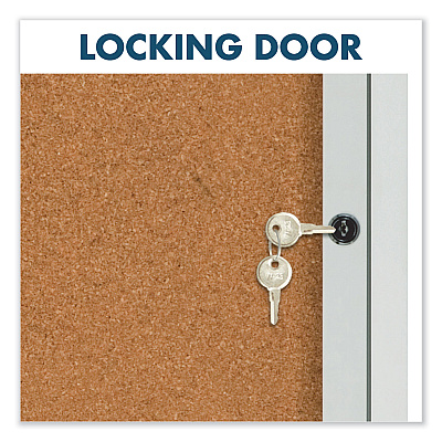 Quartet Enclosed Indoor Cork Bulletin Board with Three Hinged Doors, 72 x 36, Tan Surface, Silver Aluminum Frame (QRT2366)