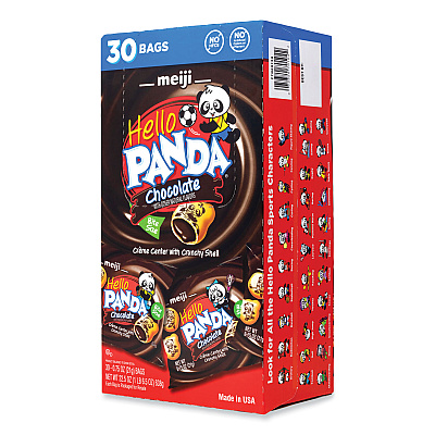 Meiji Hello Panda Chocolate Creme Filled Cookies, 0.75 oz Bag, 30 Bags/Carton (GRR22002038)