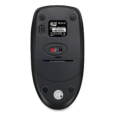 Adesso iMouse M60 Antimicrobial Wireless Mouse, 2.4 GHz Frequency/30 ft Wireless Range, Left/Right Hand Use, Black