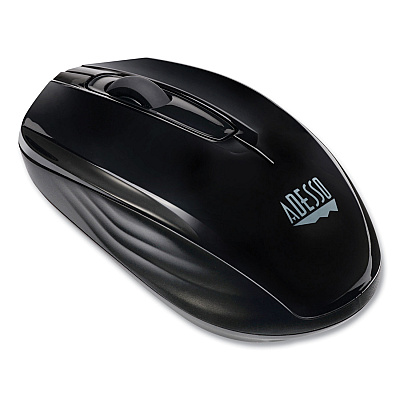 Adesso iMouse S50 Wireless Mini Mouse, 2.4 GHz Frequency/33 ft Wireless Range, Left/Right Hand Use, Black (ADEIMOUSES50B)