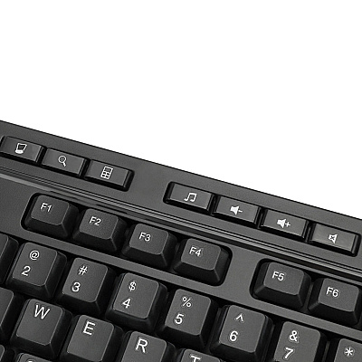 Adesso WKB-1320CB Antimicrobial Wireless Desktop Keyboard and Mouse, 2.4 GHz Frequency/30 ft Wireless Range, Black