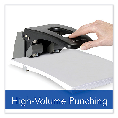 Swingline 100-Sheet High Capacity Two-Hole Punch, Fixed Centers, 9/32" Holes, Black/Gray (SWI74190)