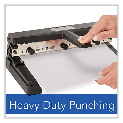 Swingline 40-Sheet Heavy-Duty Two- to Four-Hole Adjustable Heavy-Duty Paper Punch, 9/32" Holes, Black (SWI74450)