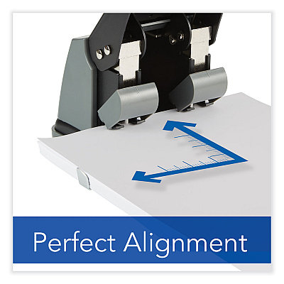 Swingline 100-Sheet High Capacity Two-Hole Punch, Fixed Centers, 9/32" Holes, Black/Gray (SWI74190)