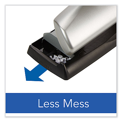 Swingline 12-Sheet LightTouch Desktop Two- to Three-Hole Punch, 9/32" Holes, Black/Silver (SWI74026)