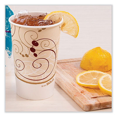 Solo Double Sided Poly Paper Cold Cups, 16 oz, Symphony Design, 50/Sleeve, 20 Sleeves/Carton (RNP16PJ8000)