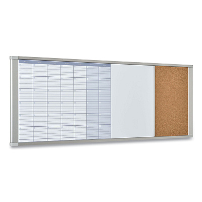 MasterVision Magnetic Calendar Combo Board, 48 x 18, White Surface, Aluminum Frame (BVCXA429993700)