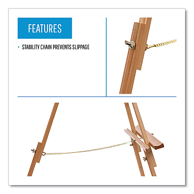 MasterVision Oak Display Tripod Easel, 60" High, Wood/Brass (BVCFLX06203MV)