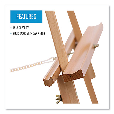 MasterVision Oak Display Tripod Easel, 60" High, Wood/Brass (BVCFLX06203MV)