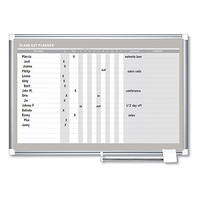 MasterVision In-Out Magnetic Dry Erase Board, 36 x 24, White Surface, Silver Aluminum Frame (BVCGA01110830)
