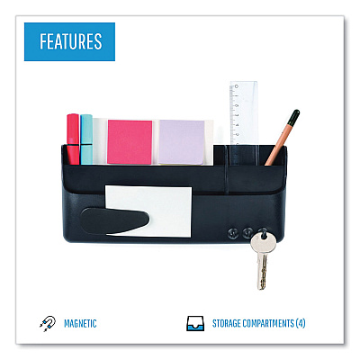 MasterVision Magnetic SmartBox Organizer, 9 x 4, Black (BVCSM010101)