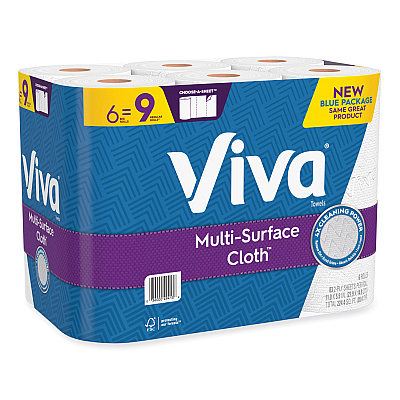 Viva Multi-Surface Cloth Choose-A-Sheet Kitchen Roll Paper Towels 2-Ply, 11 x 5.9, White, 83/Roll, 6 Rolls/Pack, 4 Packs/Carton (KCC49413)