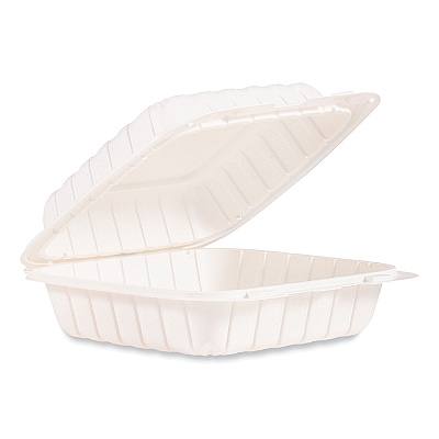 Dart Hinged Lid Containers, Single Compartment, 8.25 x 8 x 3, White, Plastic, 150/Carton (DCC85MFPPHT1R)