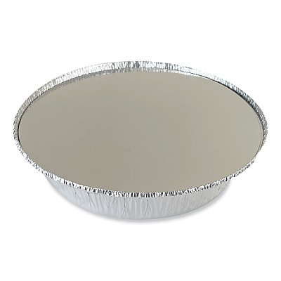 Boardwalk Round Aluminum To-Go Container Lids, Flat Lid, 9", Silver, Paper, 500/Carton (BWKROUND9FLID)