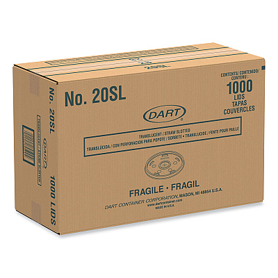 Dart Cold Cup Lids, Fits 8 to 32 oz Cups/Containers, Translucent, 100/Sleeve, 10 Sleeves/Carton (DCC20SL)