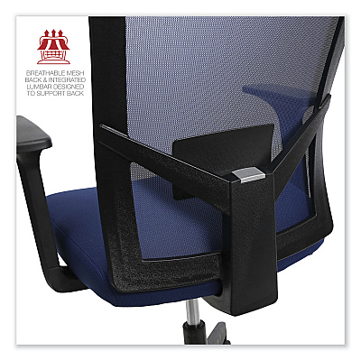 Workspace by Alera Mesh Back Fabric Task Chair, Supports Up to 275 lb, 17.32" to 21.1" Seat Height, Navy Seat, Navy Back (ALEWS42B27)