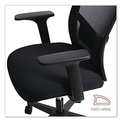 Workspace by Alera Mesh Back Fabric Task Chair, Supports Up to 275 lb, 17.32" to 21.1" Seat Height, Black Seat, Black Back (ALEWS42B17)