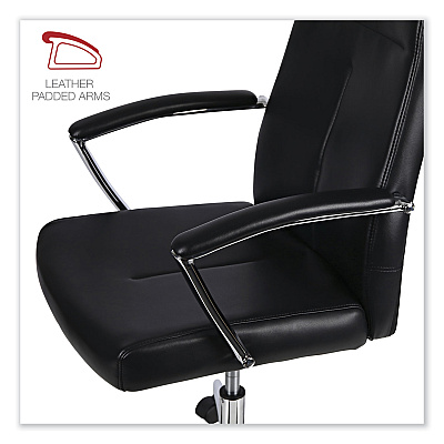 Workspace by Alera Leather Task Chair, Supports Up to 275 lb, 18.19" to 21.93" Seat Height, Black Seat, Black Back (ALEWS4116)