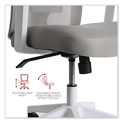 Workspace by Alera Mesh Back Fabric Task Chair, Supports Up to 275 lb, 17.32" to 21.1" Seat Height, Gray Seat, Gray Back (ALEWS42B47)