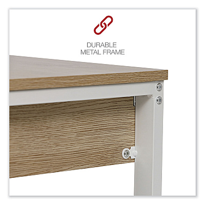 Workspace by Alera Modern Writing Desk, 47.24" x 23.62" x 29.92", Beigewood/White (ALEWSWD4824WB)