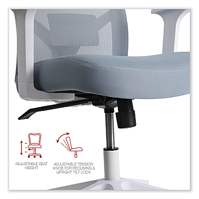 Workspace by Alera Mesh Back Fabric Task Chair, Supports Up to 275 lb, 17.32" to 21.1" Seat Height, Seafoam Blue Seat/Back (ALEWS42B77)