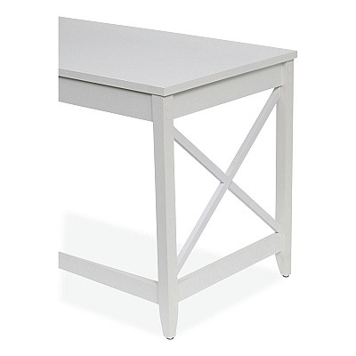 Workspace by Alera L-Shaped Farmhouse Desk, 58.27" x 58.27" x 29.53", White (ALEWSF5959WT)