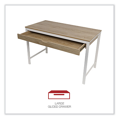Workspace by Alera Modern Writing Desk, 47.24" x 23.62" x 29.92", Beigewood/White (ALEWSWD4824WB)