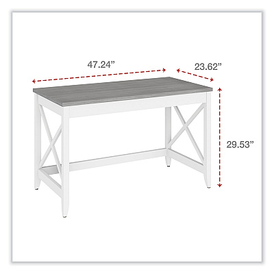 Workspace by Alera Farmhouse Writing Desk, 47.24" x 23.62" x 29.53", Gray (ALEWSF4824GY)