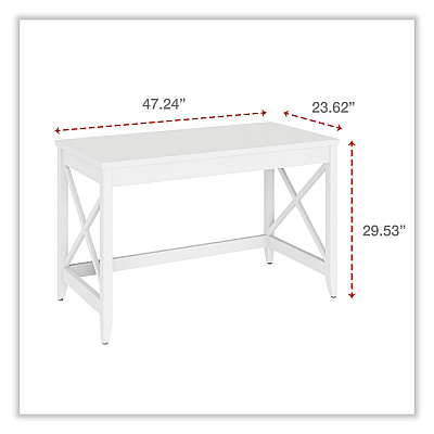 Workspace by Alera Farmhouse Writing Desk, 47.24" x 23.62" x 29.53", White (ALEWSF4824WT)
